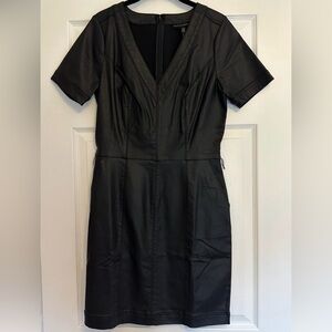 White House Black Market Faux leather v neck sheath dress nwt